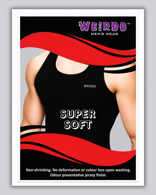 Men's Black Half Sleeve Vest | Premium Cotton