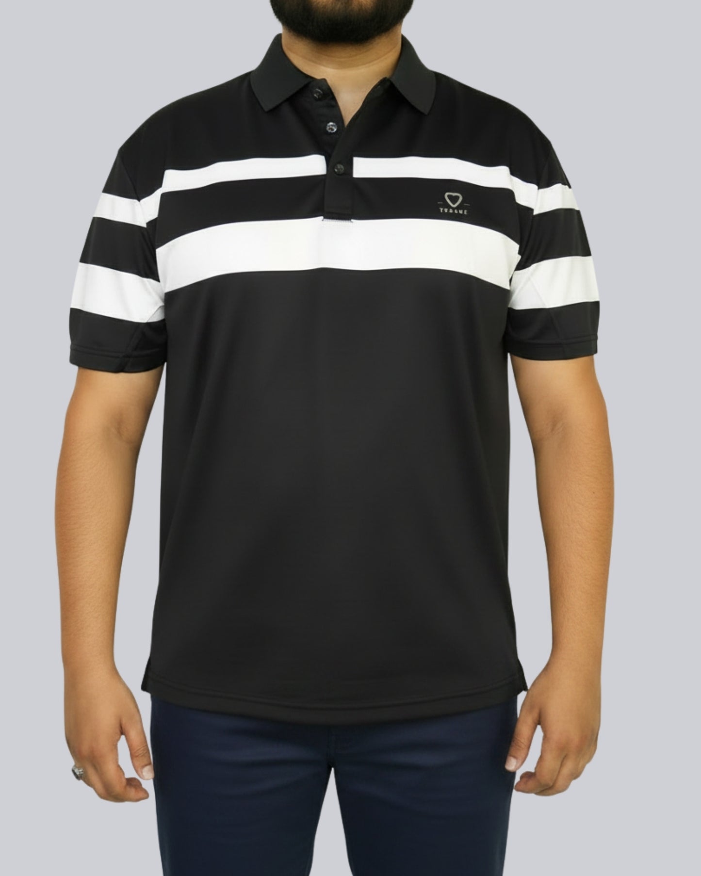 Men's Blue Stripe Polo T-Shirt - Premium