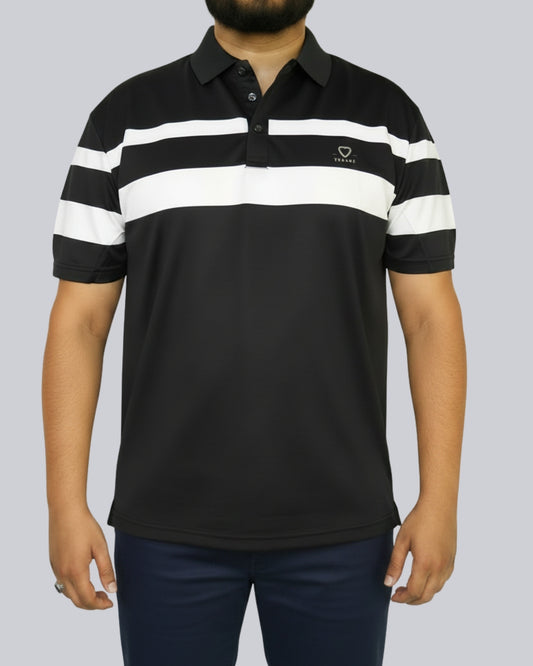 Men's Blue Stripe Polo T-Shirt - Premium