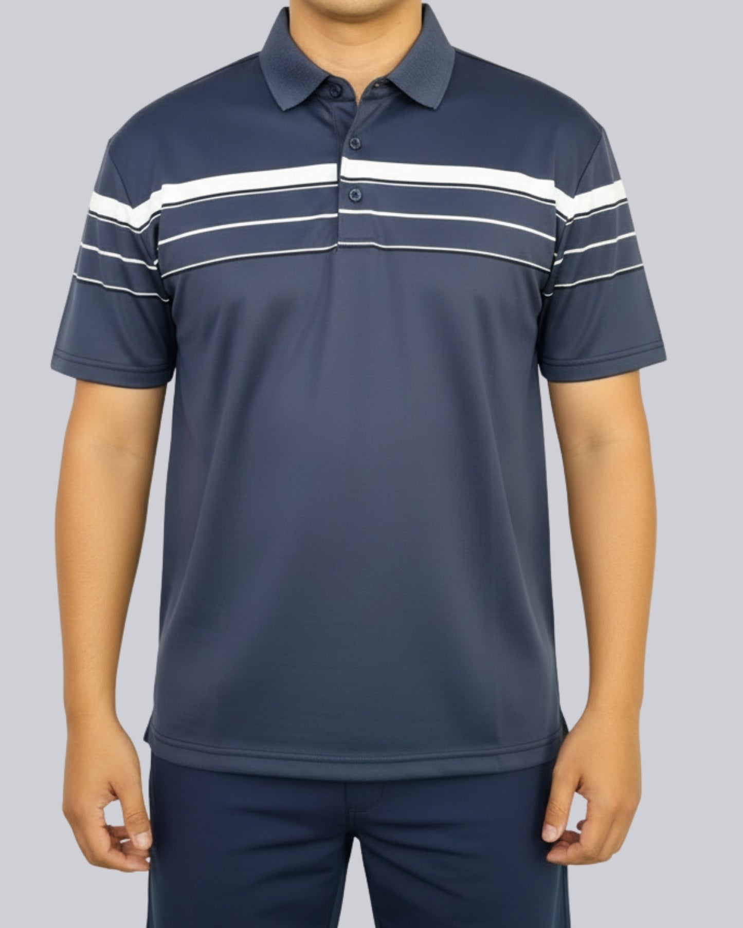 Men's Blue Stripe Polo T-Shirt - Premium