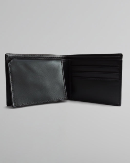 Men's 100% Genuine Leather Bifold Wallet – Premium Black
