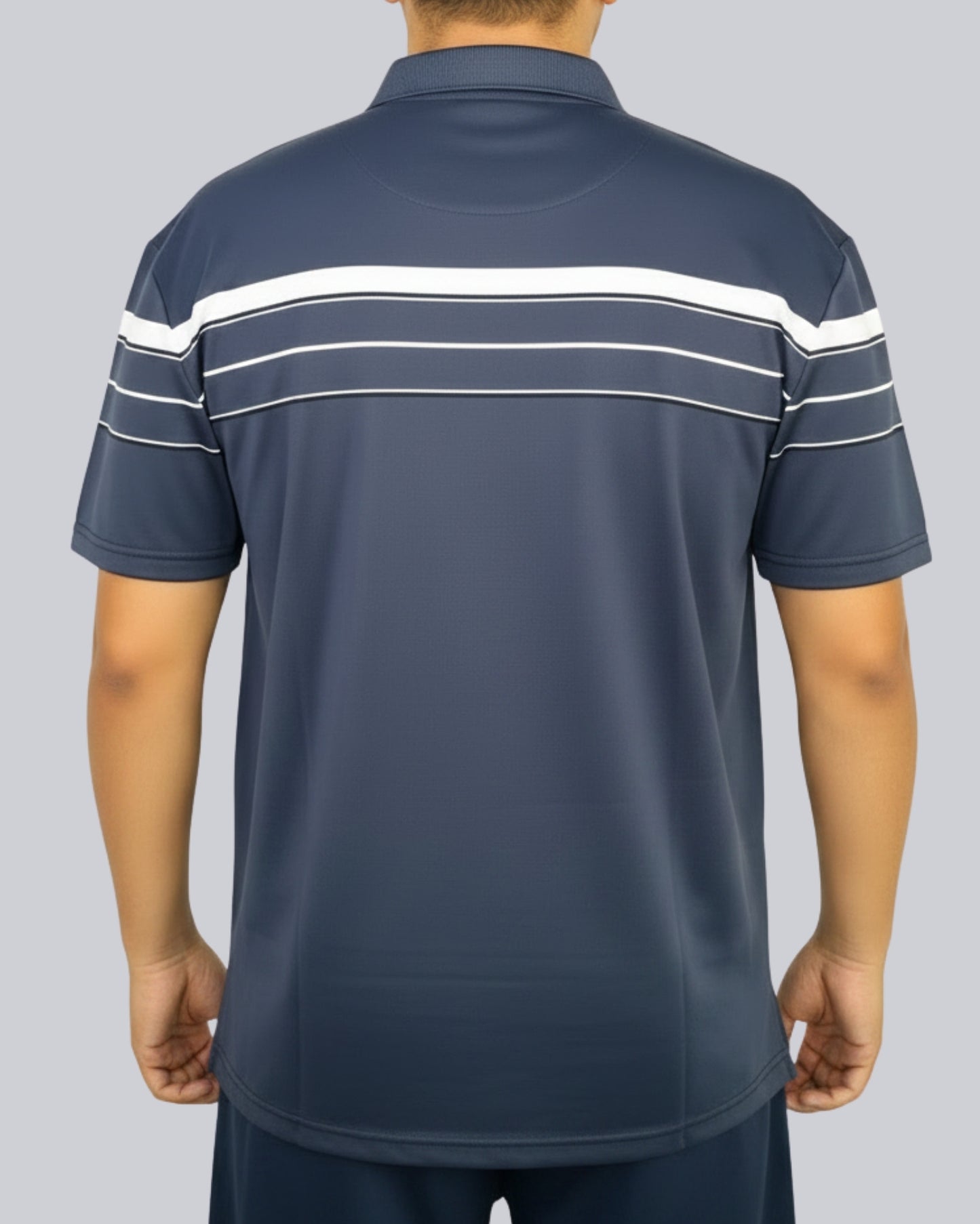 Men's Blue Stripe Polo T-Shirt - Premium