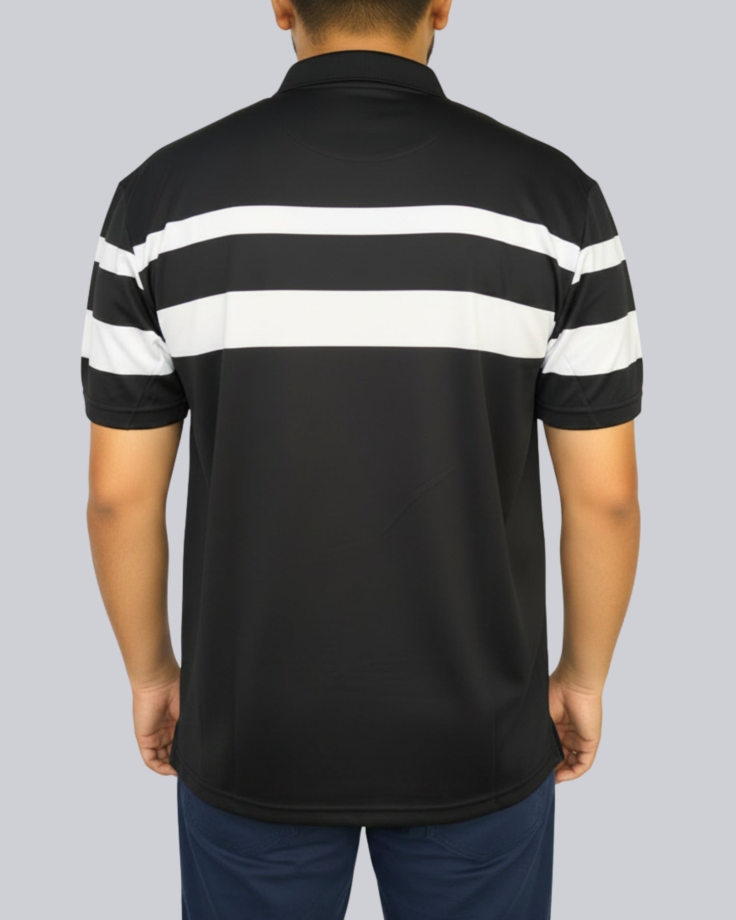 Men's Blue Stripe Polo T-Shirt - Premium