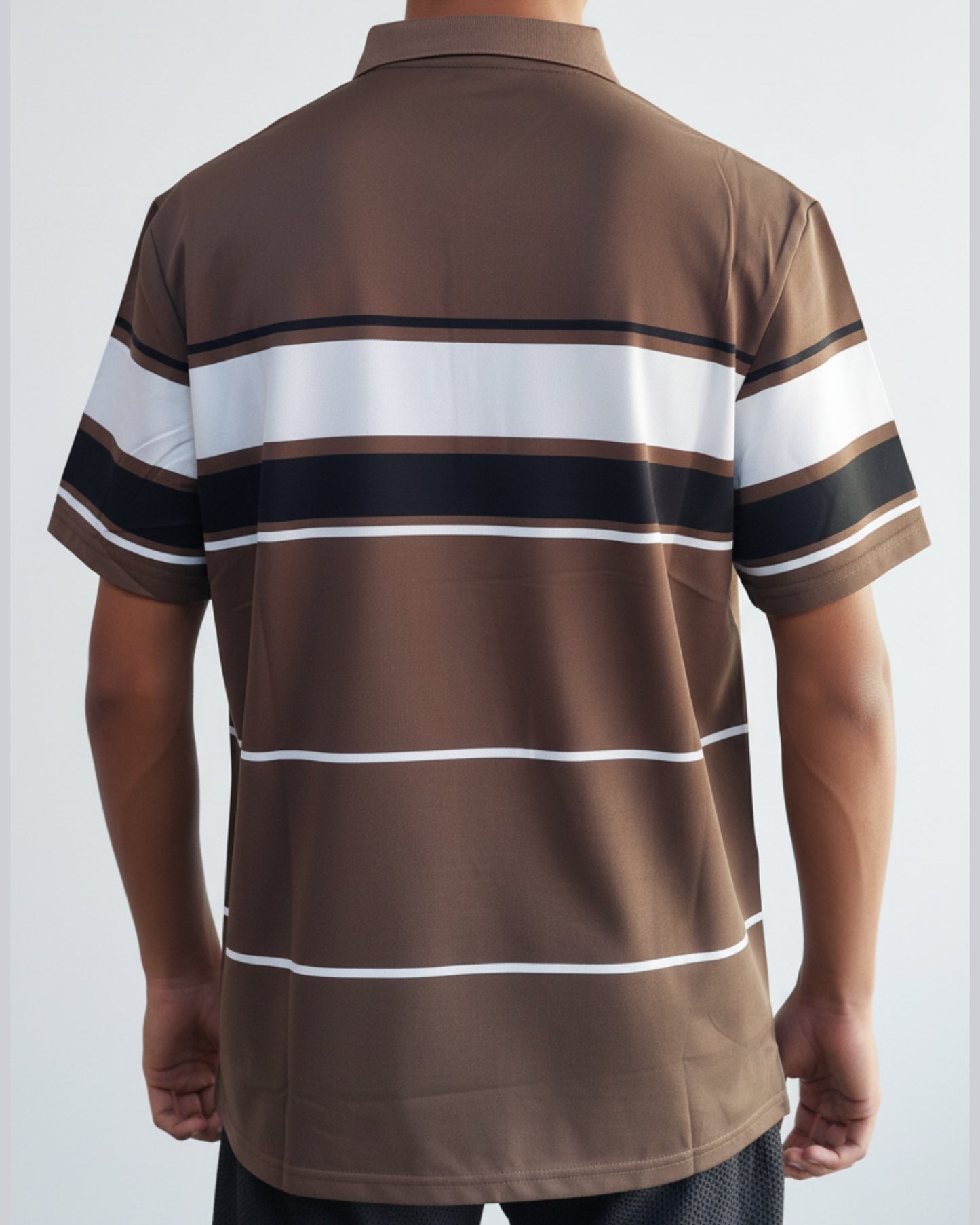 Men's Brown Stripe Polo T-Shirt - Premium