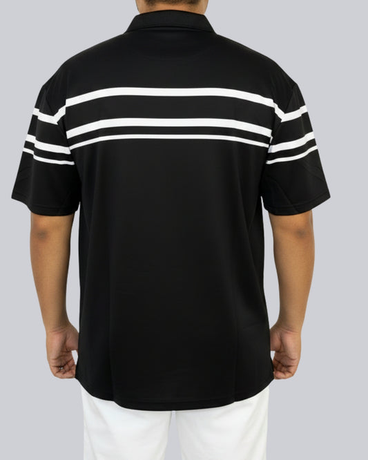 Men's Black Stripe Polo T-Shirt - Premium