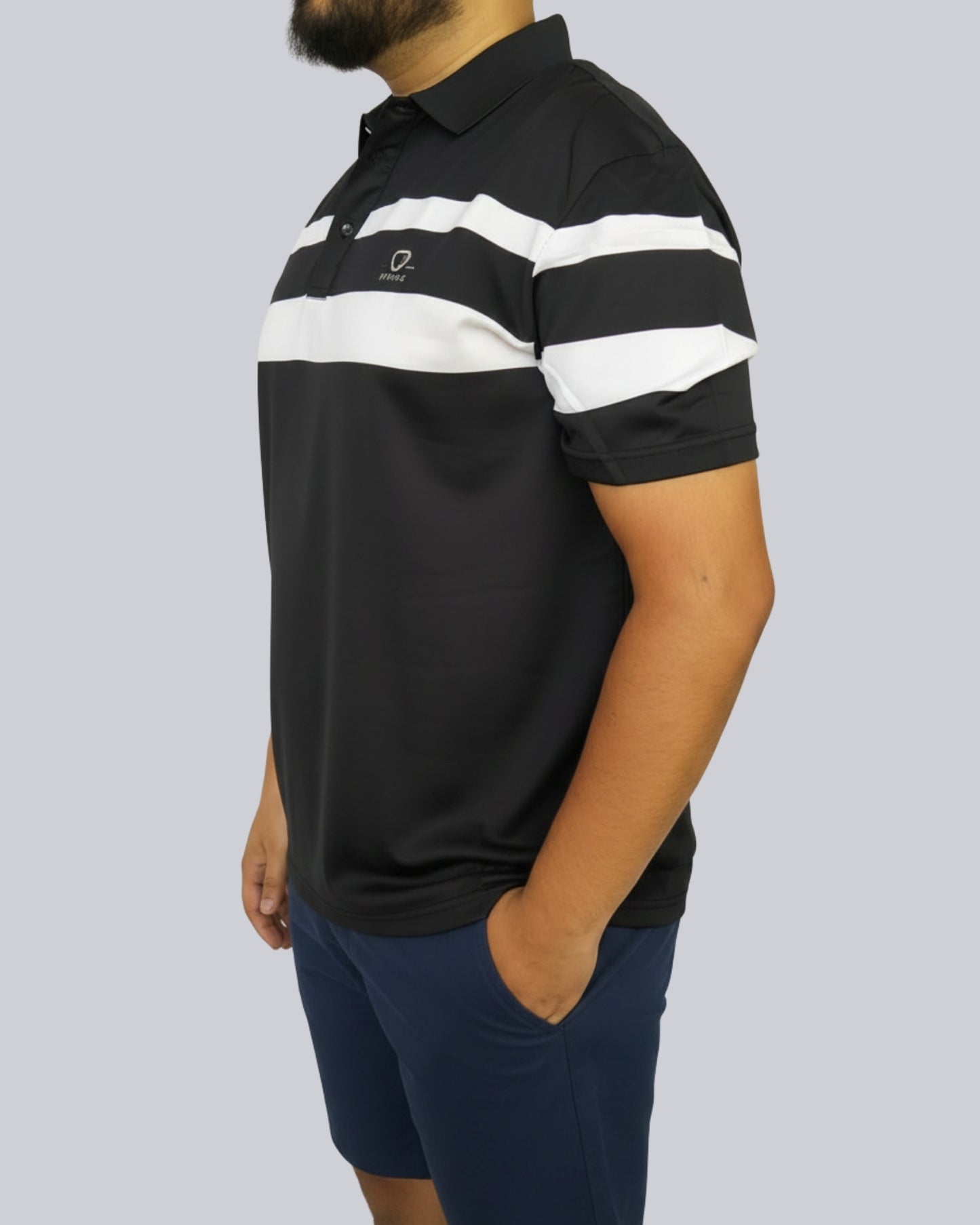 Men's Blue Stripe Polo T-Shirt - Premium