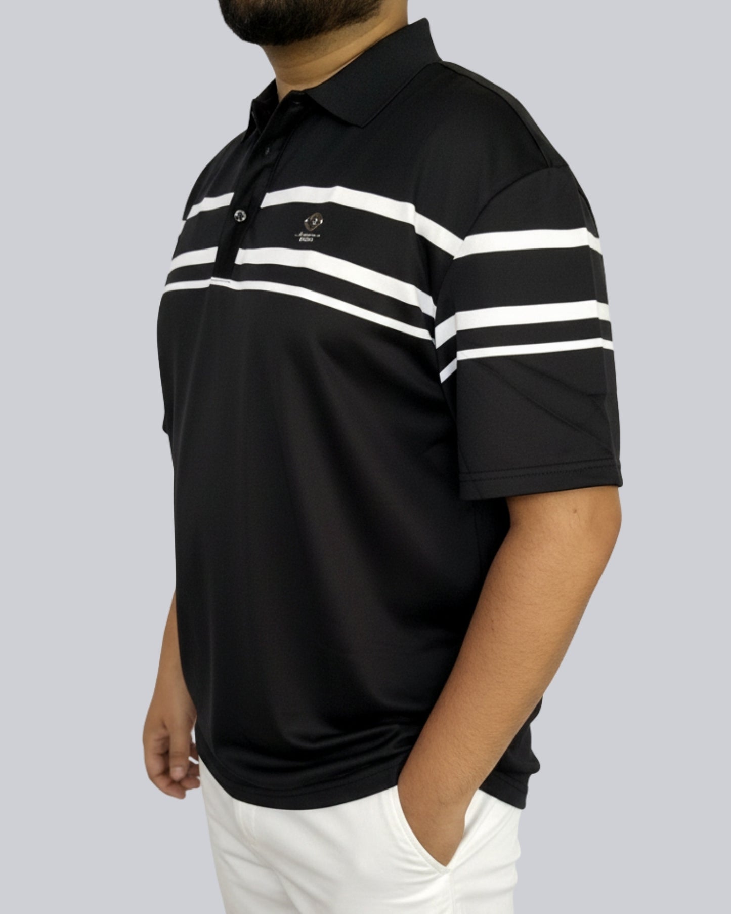 Men's Black Stripe Polo T-Shirt - Premium